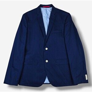 H&M Blazer Suit Jacket Men's 40R Navy Blue Cotton Linen